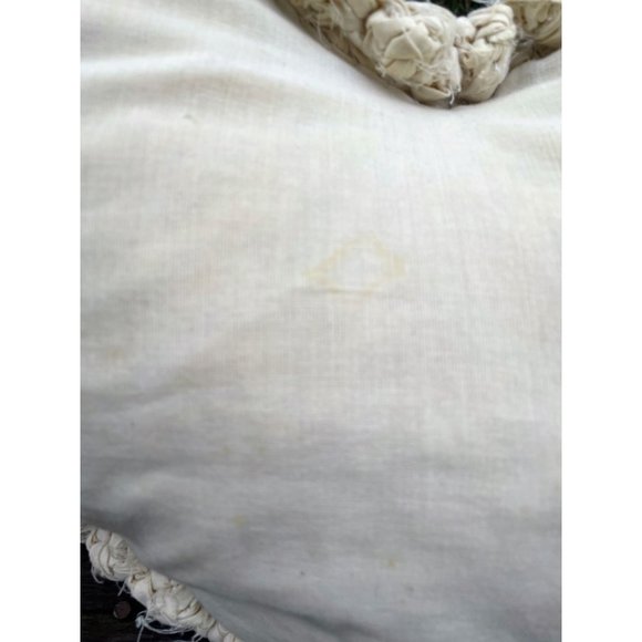 Vintage Heart Shaped Rag Rug Accent Pillow Farmhouse Primitive Blue White - Picture 16 of 16